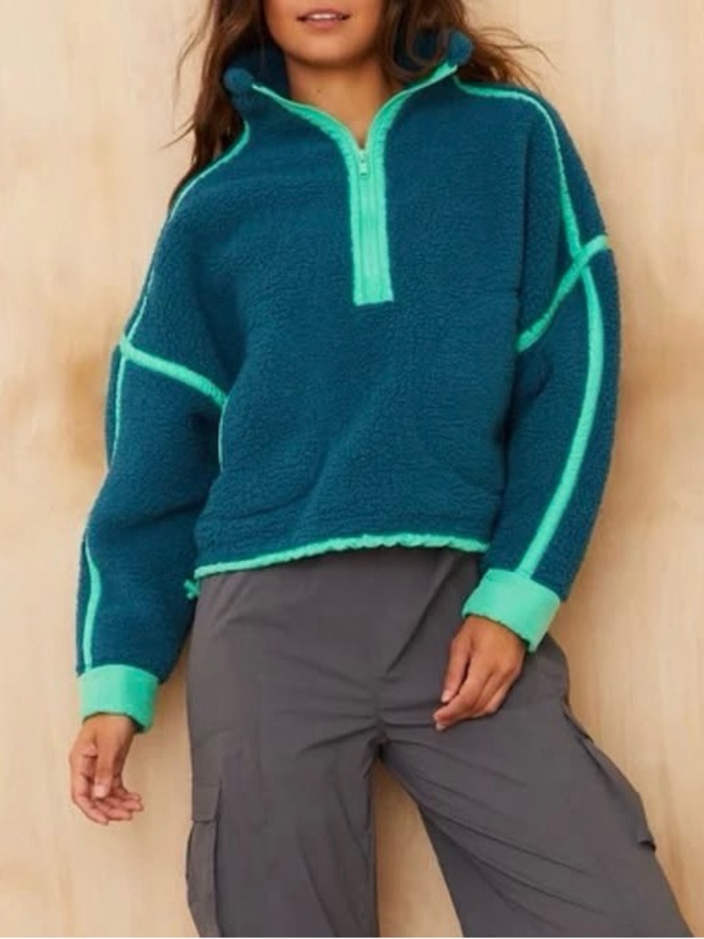 AS Revival Lift Ticket Sherpa Fleece Teddy Bear Pullover Half Zip XLarge XL.